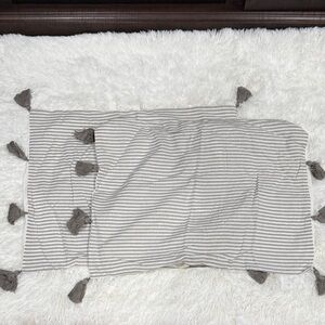 Striped Gray and White Tassel Pillow